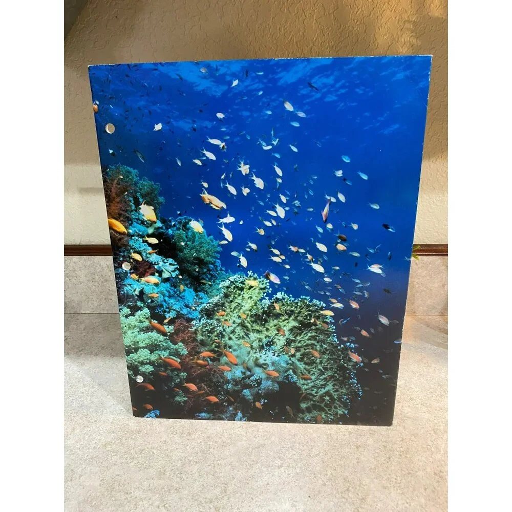 Vintage Underwater Coral Reef 2-Pocket Folder With Notebook Paper Storage For Sc